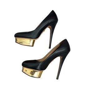 Chic Black and Gold Stiletto Heels